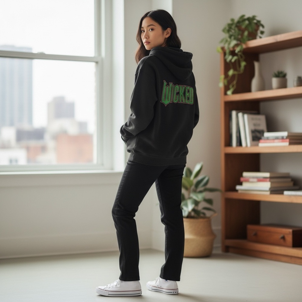 Wicked Women's Black Hoodie Double Sided Graphics S2
